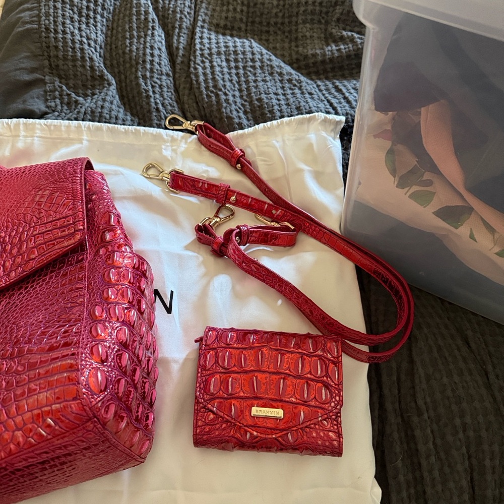 Brahmin Liz Red Dragon Melbourne Backpack and Wallet - Picture 9 of 11